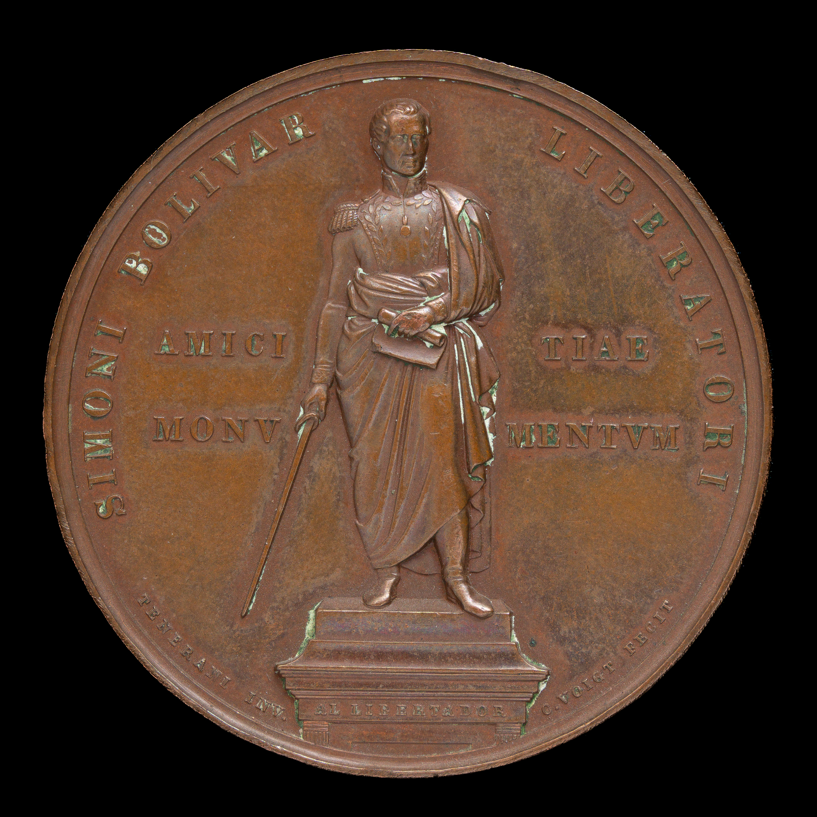 Lote 165 - Medalla Conmemorando la Abolición de la Esclavitud y el Emplazamiento de la Estatua de Simón Bolívar en la Plaza de Bolívar en Bogotá en el Año 1846