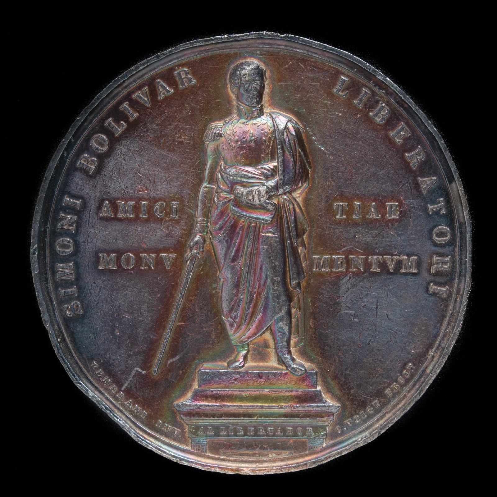 Lote 166 - Medalla Conmemorando la Abolición de la Esclavitud y el Emplazamiento de la Estatua de Simón Bolívar en la Plaza de Bolívar en Bogotá en el Año 1846
